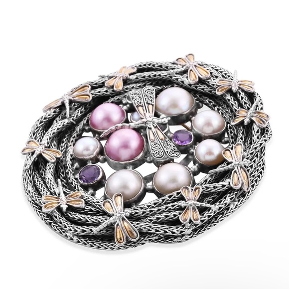 925 Sterling Silver Borobudur Chain & Amethyst DragonFly Pendant Set - Picture 5 of 6